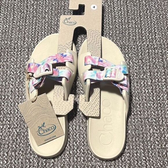 CHACO KIDS CHILLOS KIDS Off White Tie Dye Size 4 New - Picture 2 of 6